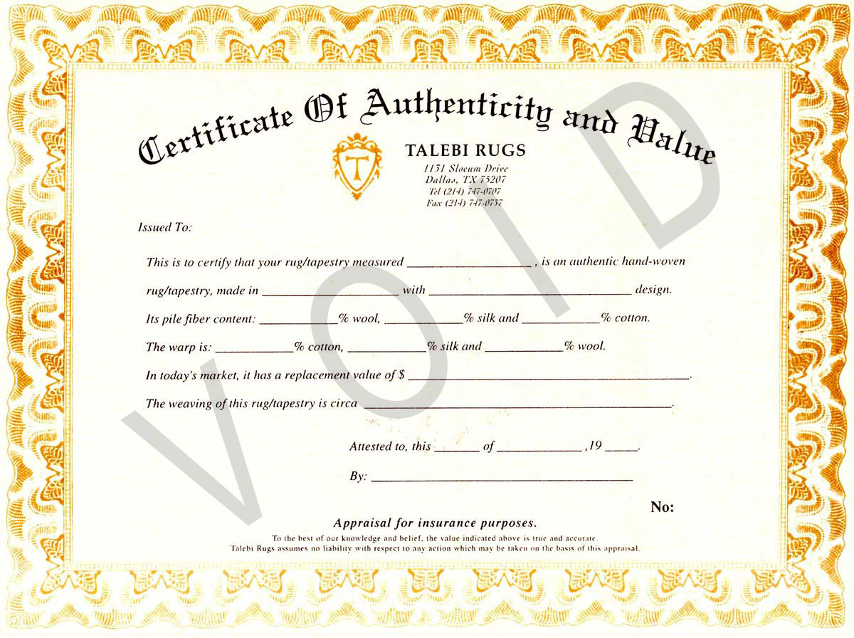 talebi-rugs-certificate-of-authenticity-and-value-dallas